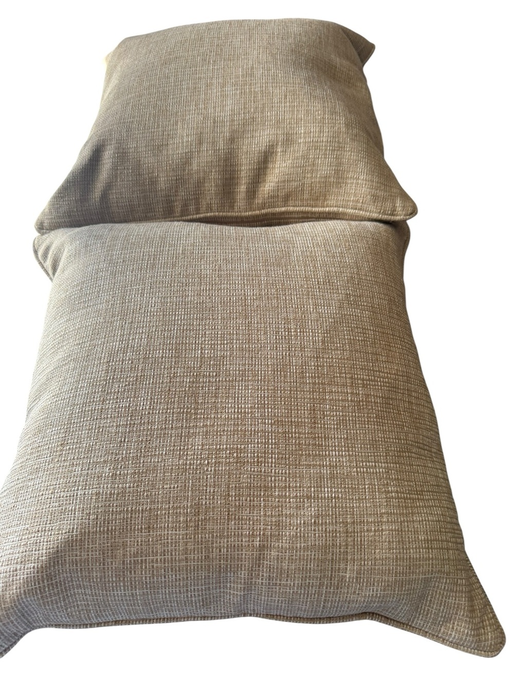 Ethan Allen Custom Throw Pillows Beige Textured Fabric, Set of Two Square